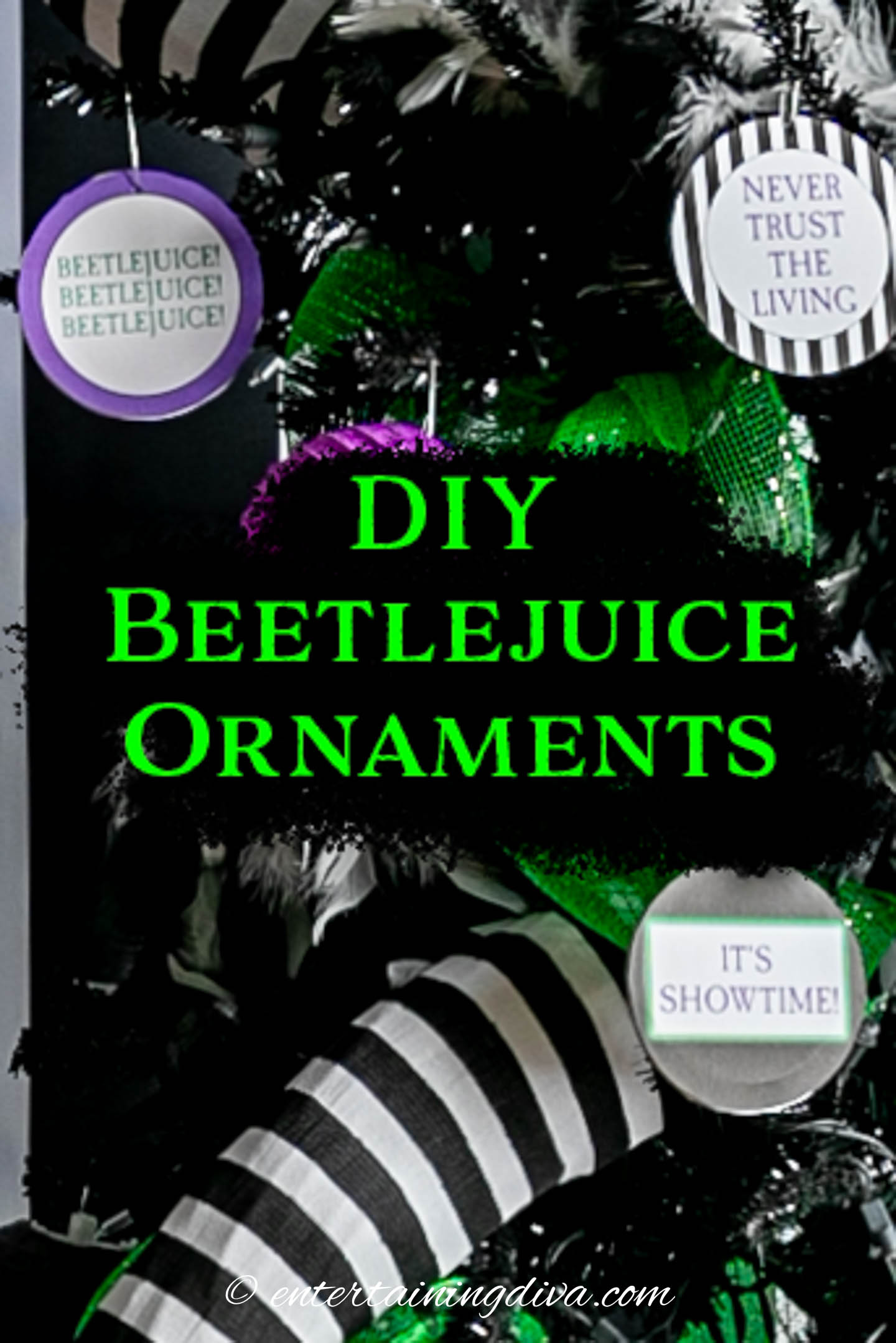 DIY Beetlejuice tree ornaments