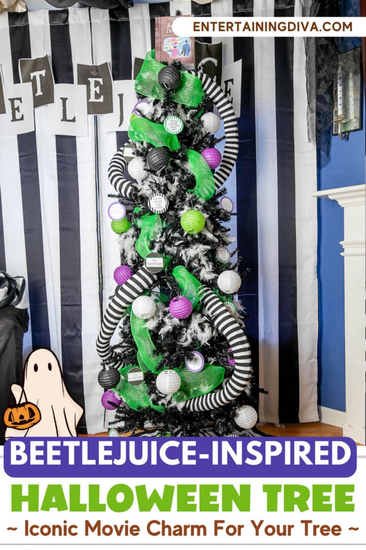 Beetlejuice-inspired Halloween tree (Iconic movie charm for your tree)