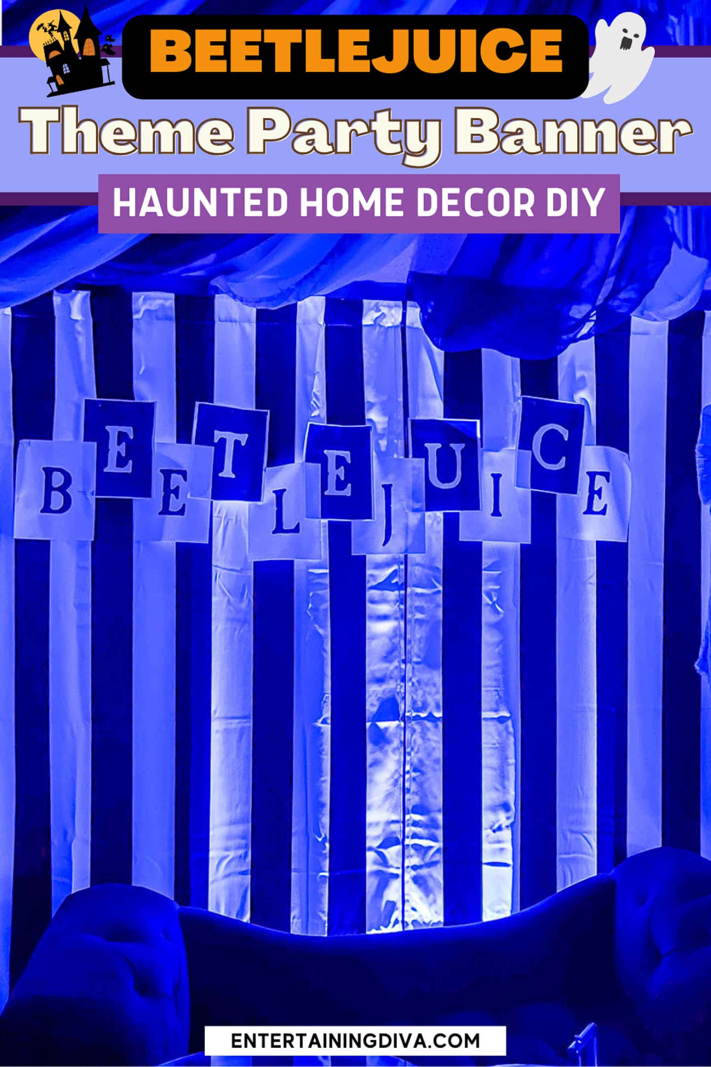 DIY Beetlejuice banner for a Halloween party