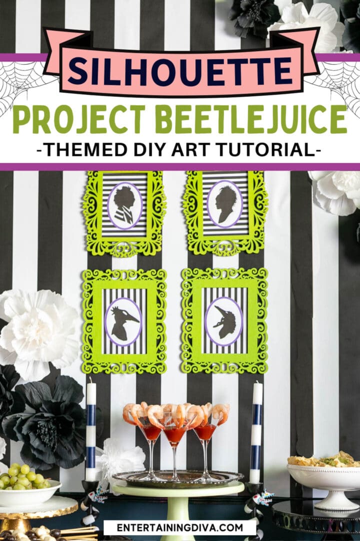 Beetlejuice-themed DIY art tutorial featuring silhouette pictures.