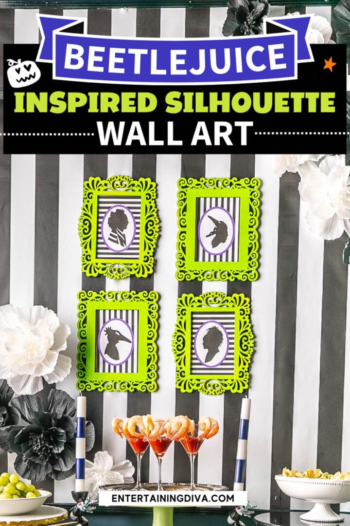 DIY Beetlejuice-inspired silhouette wall art.