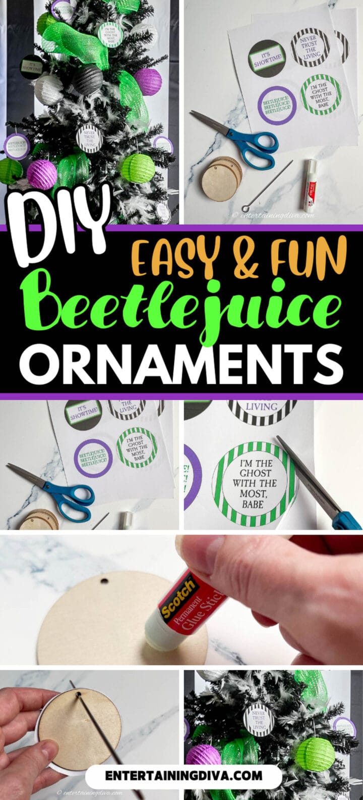 DIY Beetlejuice ornaments.