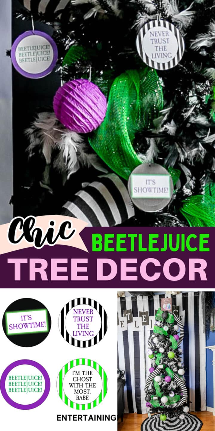 Chic DIY beetlejuice tree ornaments.