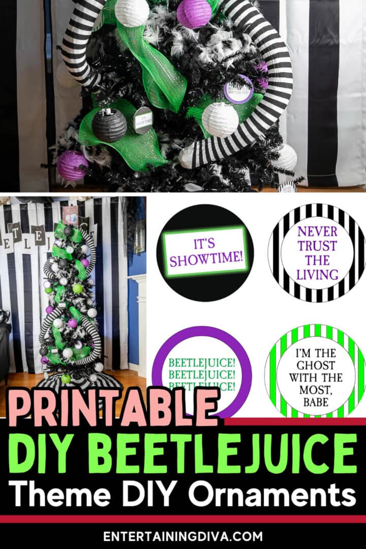 Printable Beetlejuice DIY ornaments.