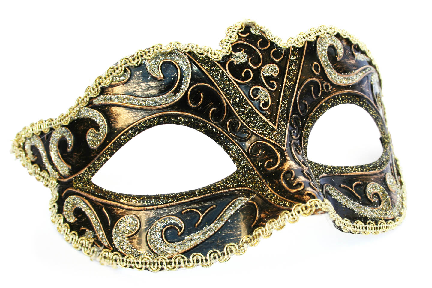 A black and gold masquerade mask for a Phantom of the Opera Party.
