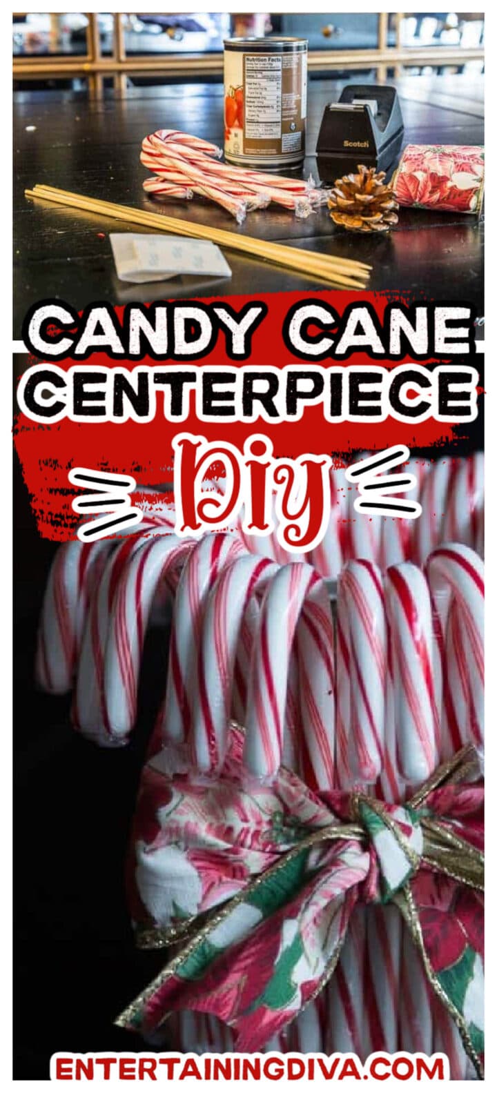 Candy cane Christmas centerpiece.