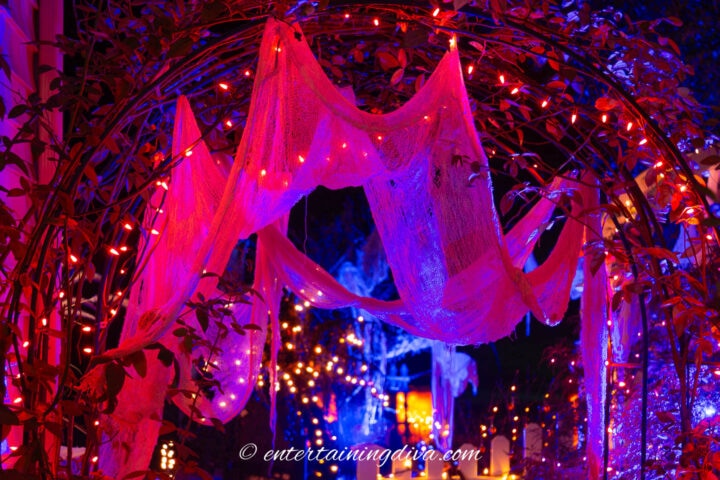 Halloween kaleidoscope spot light with white creepy cloth