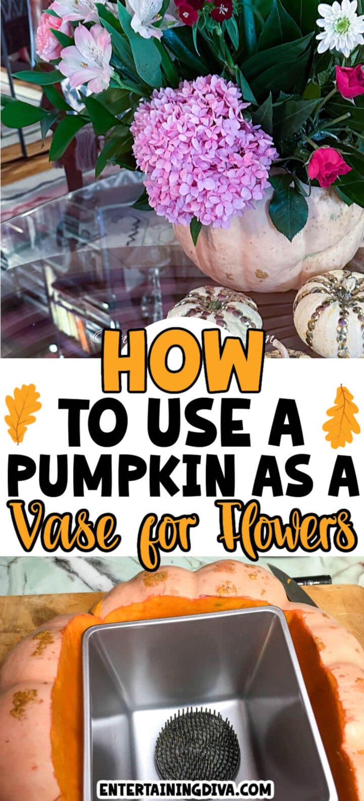 How to use a pumpkin as a vase for flowers