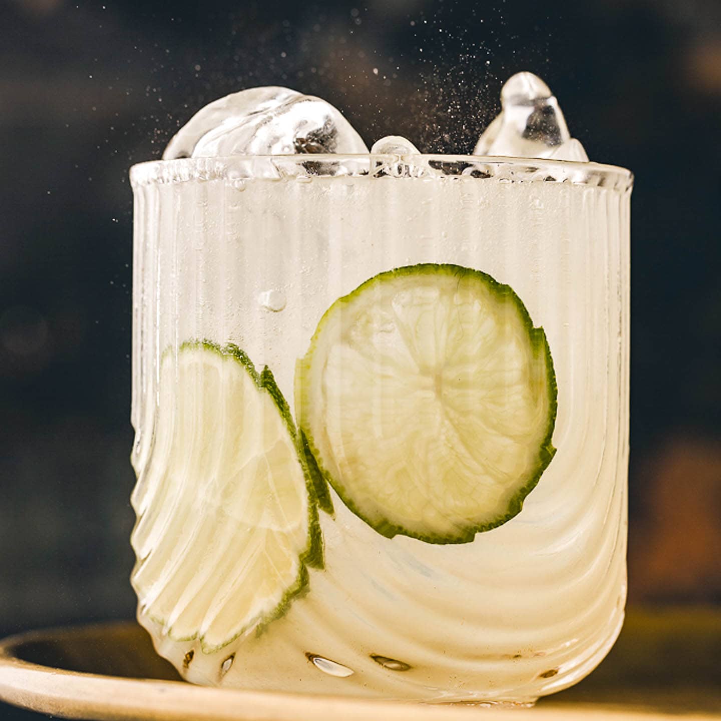 close up of a gin rickey cocktail