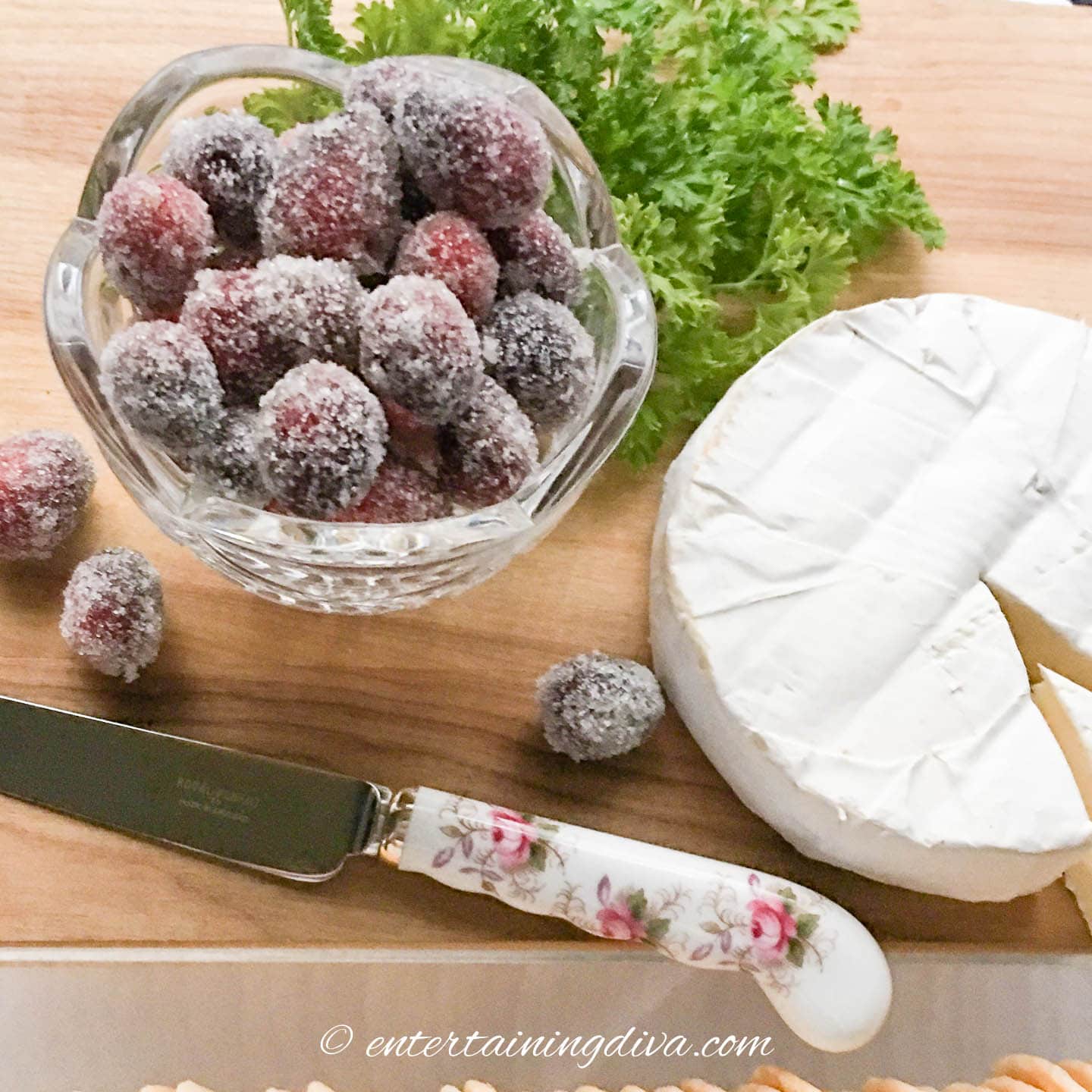 Christmas appetizers on a serving tray