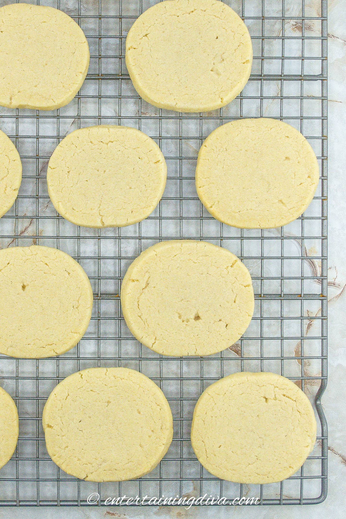 Reindeer sugar cookies cooling on a cooling rack