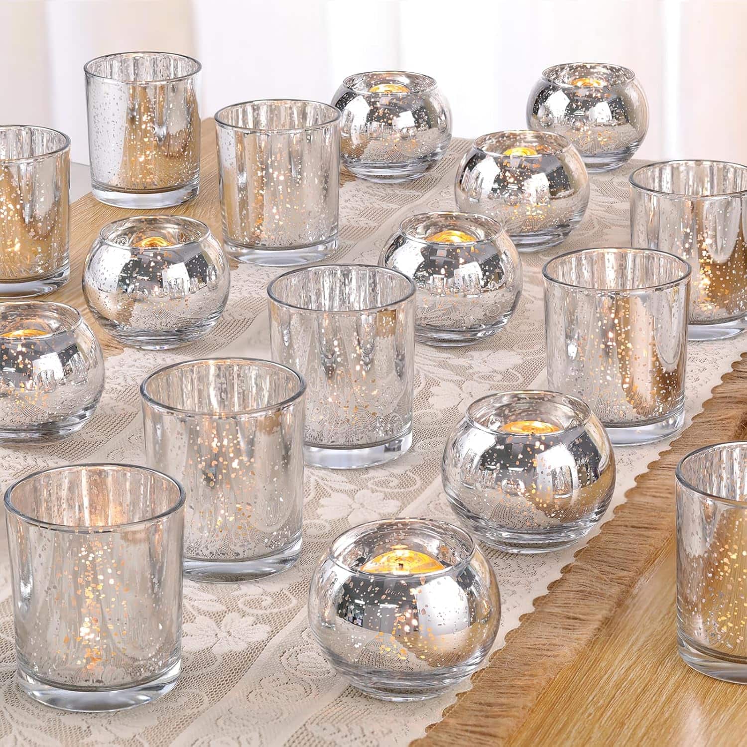 mercury glass tealight candle holders