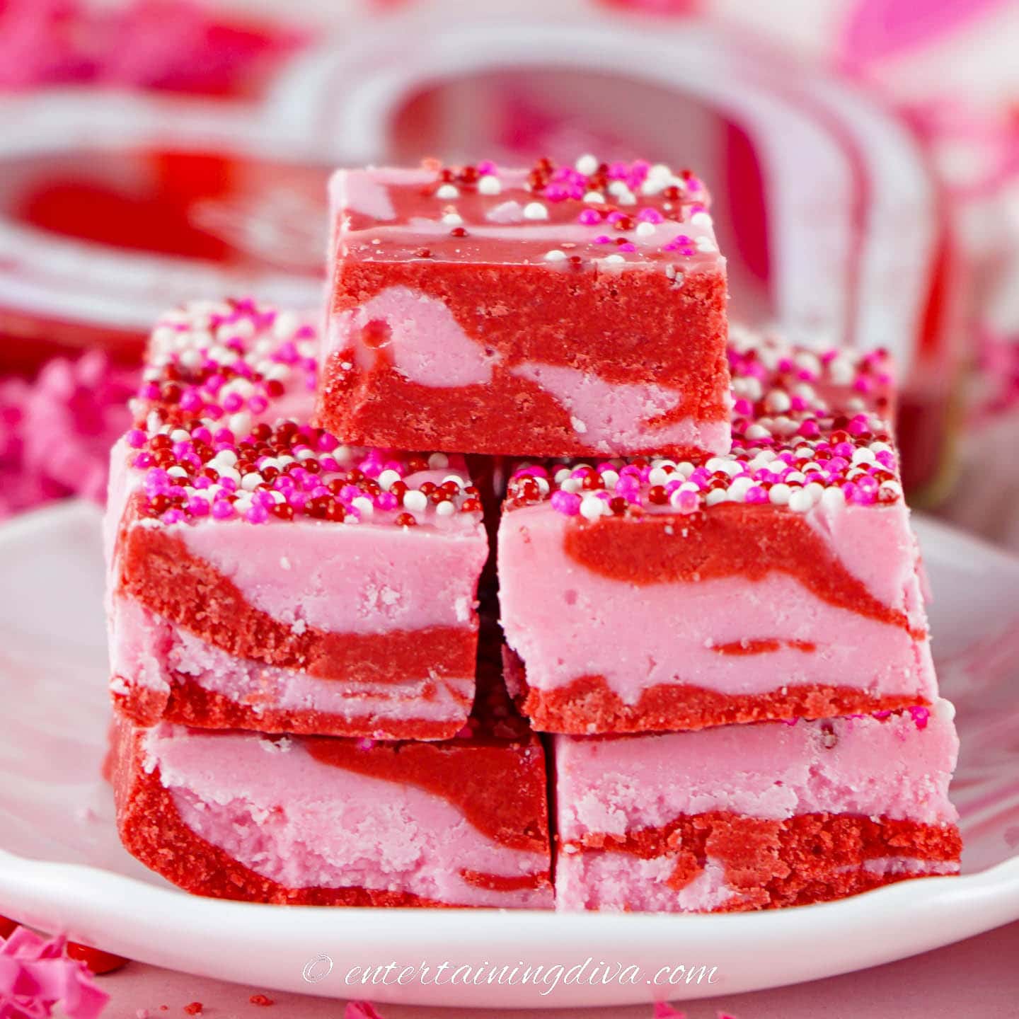 Easy No Bake Strawberry Swirl Fudge
