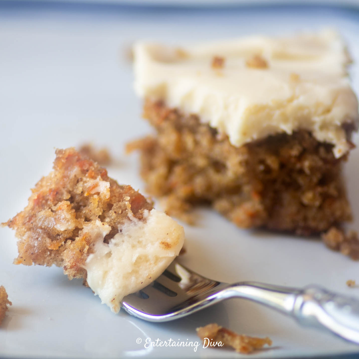 carrot cake on a fork