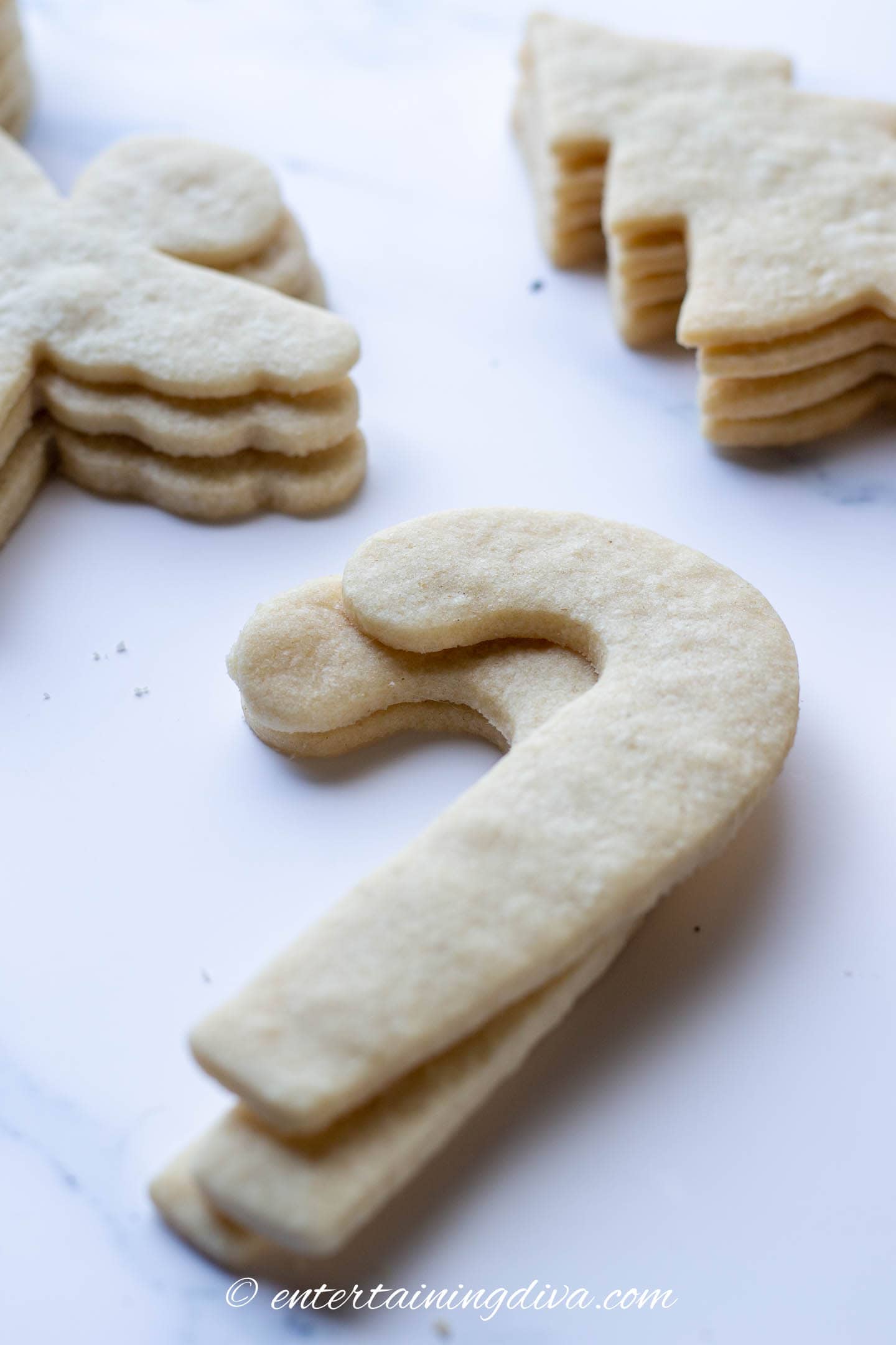 candy cane sugar cookies before they are decorated