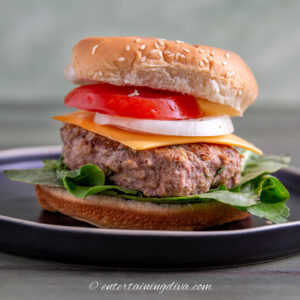 grilled pesto turkey burger on a bun