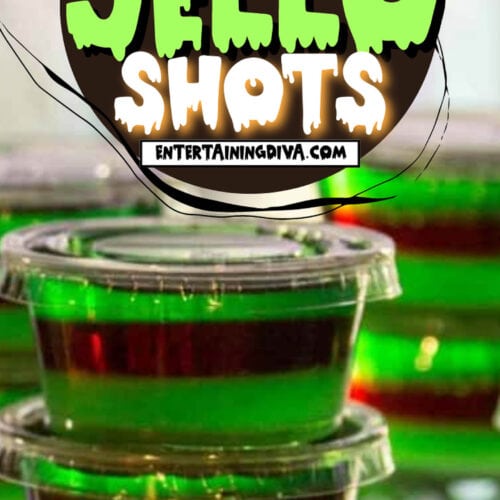 Purple and green "Joker Jello Shots" on a tray