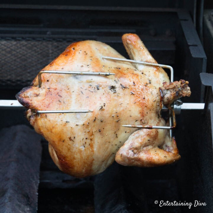 rotisserie chicken on a spit
