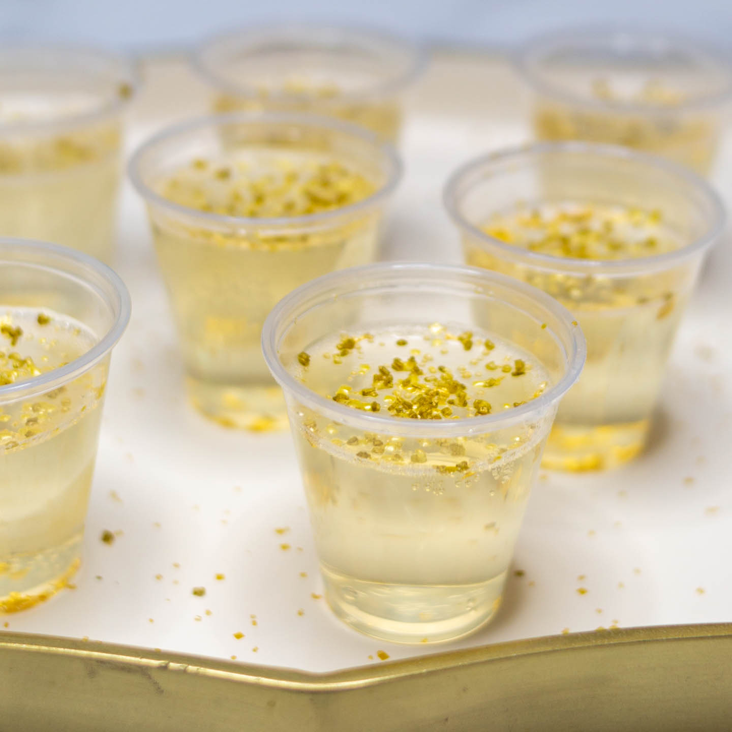 Gold Champagne Jello Shots With Glitter