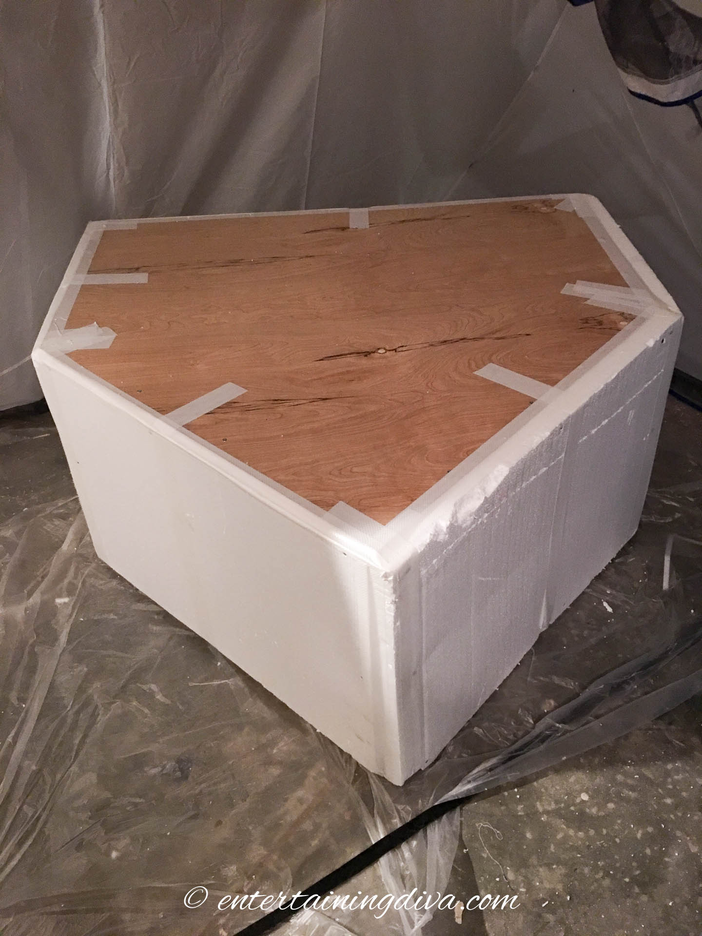 The finished pirate ship frame for the front of the boat