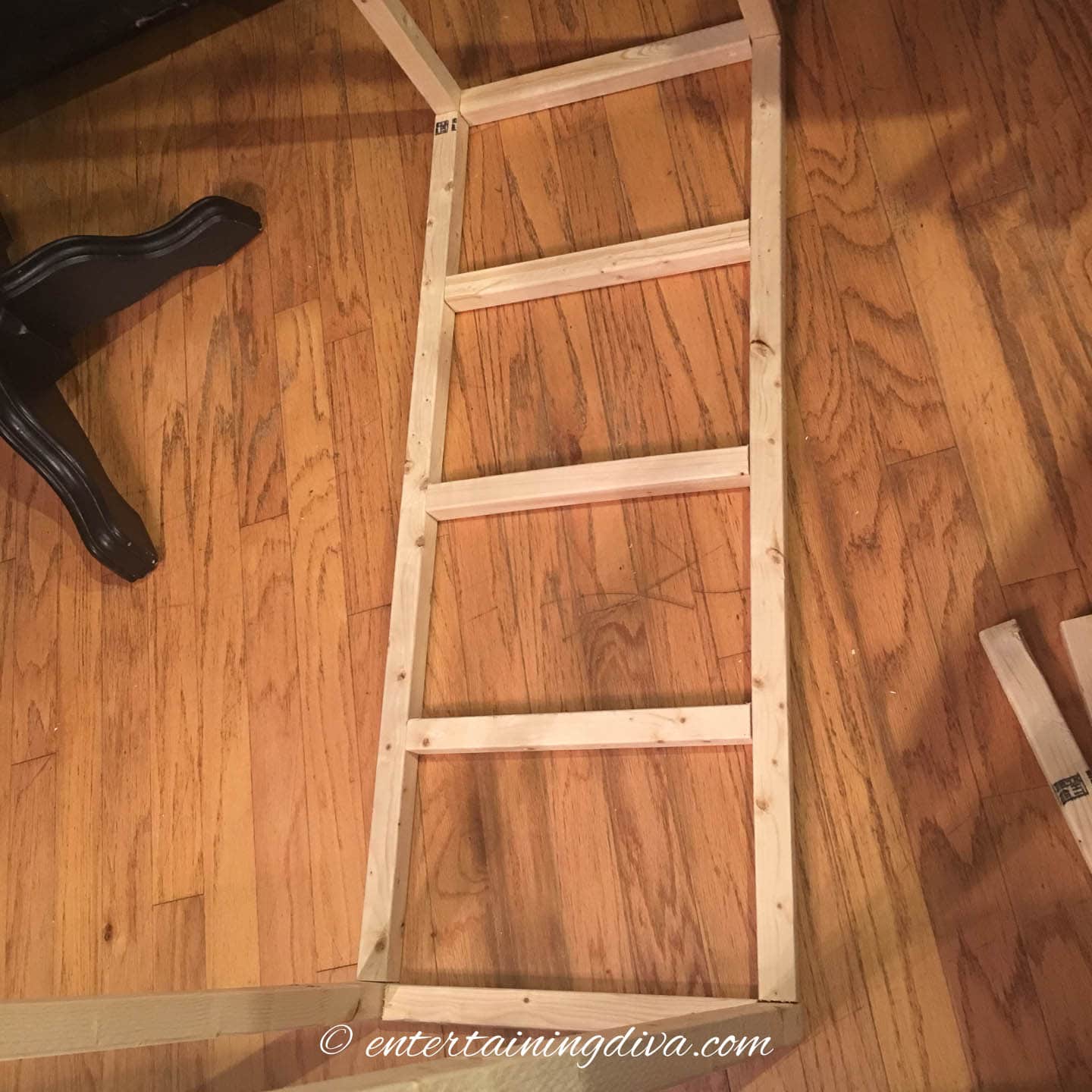 One section of the frame attached to the side sections