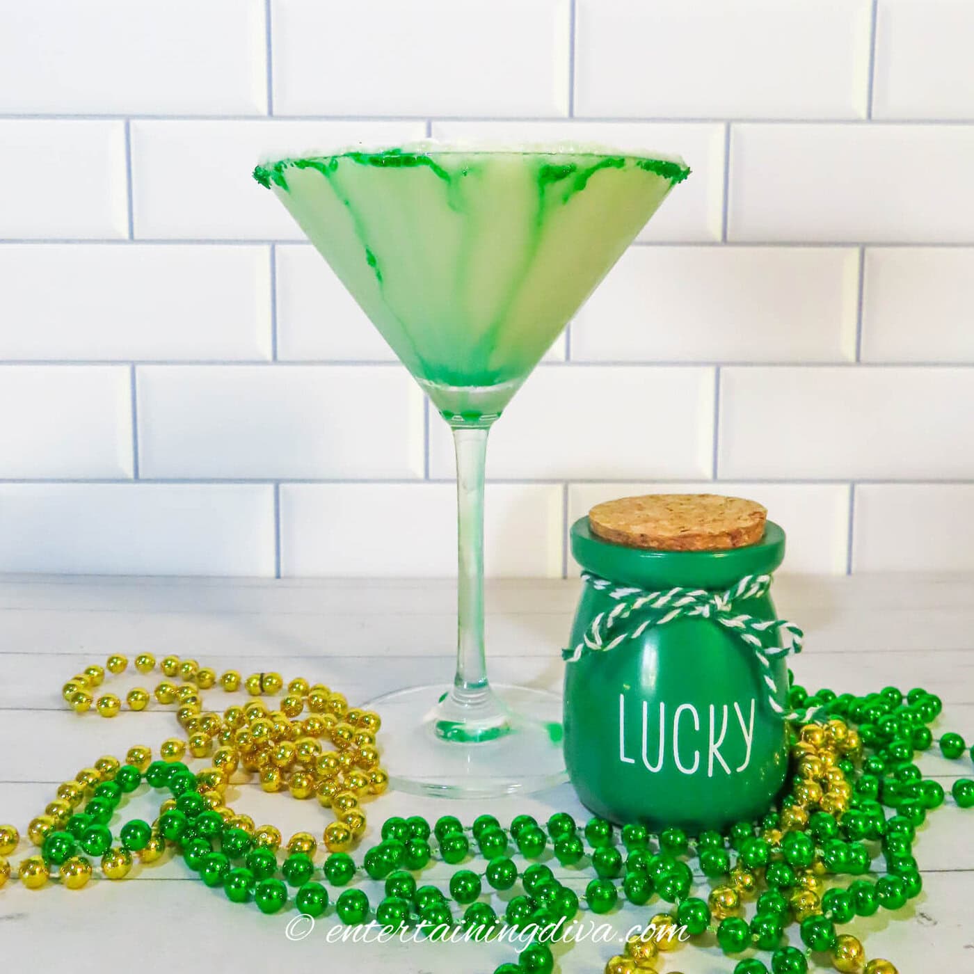 side view of a St Patrick's Day Martini