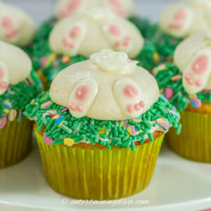 close up of a bunny bum cupcake