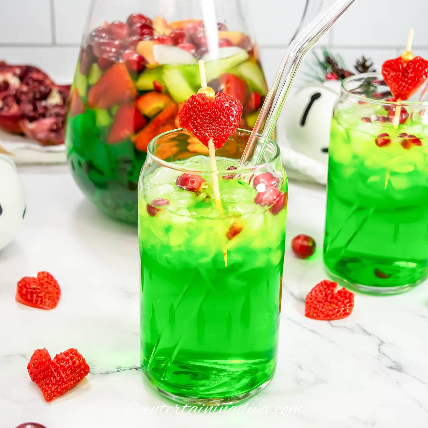 Green Grinch Sangria With White Wine And Melon Liqueur