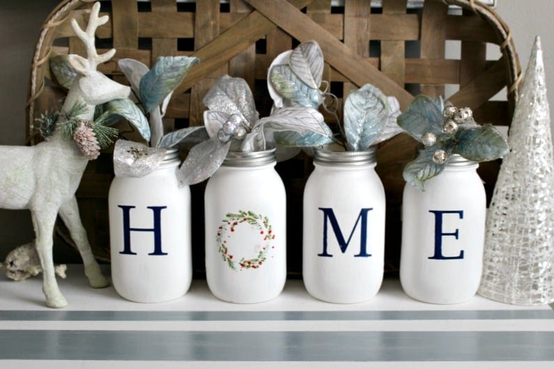 make a pretty mason jar christmas centerpiece