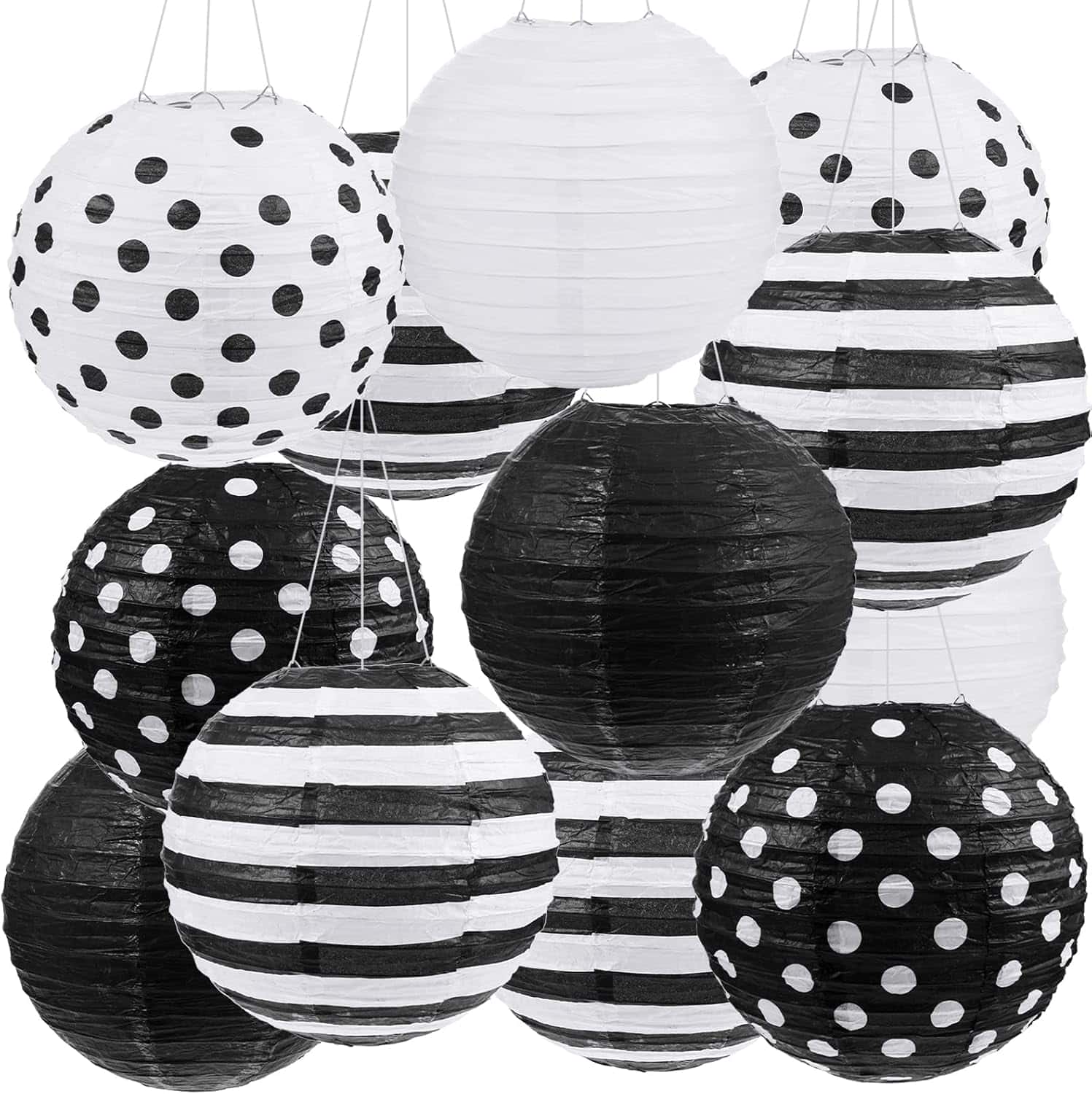 black and white paper lanterns
