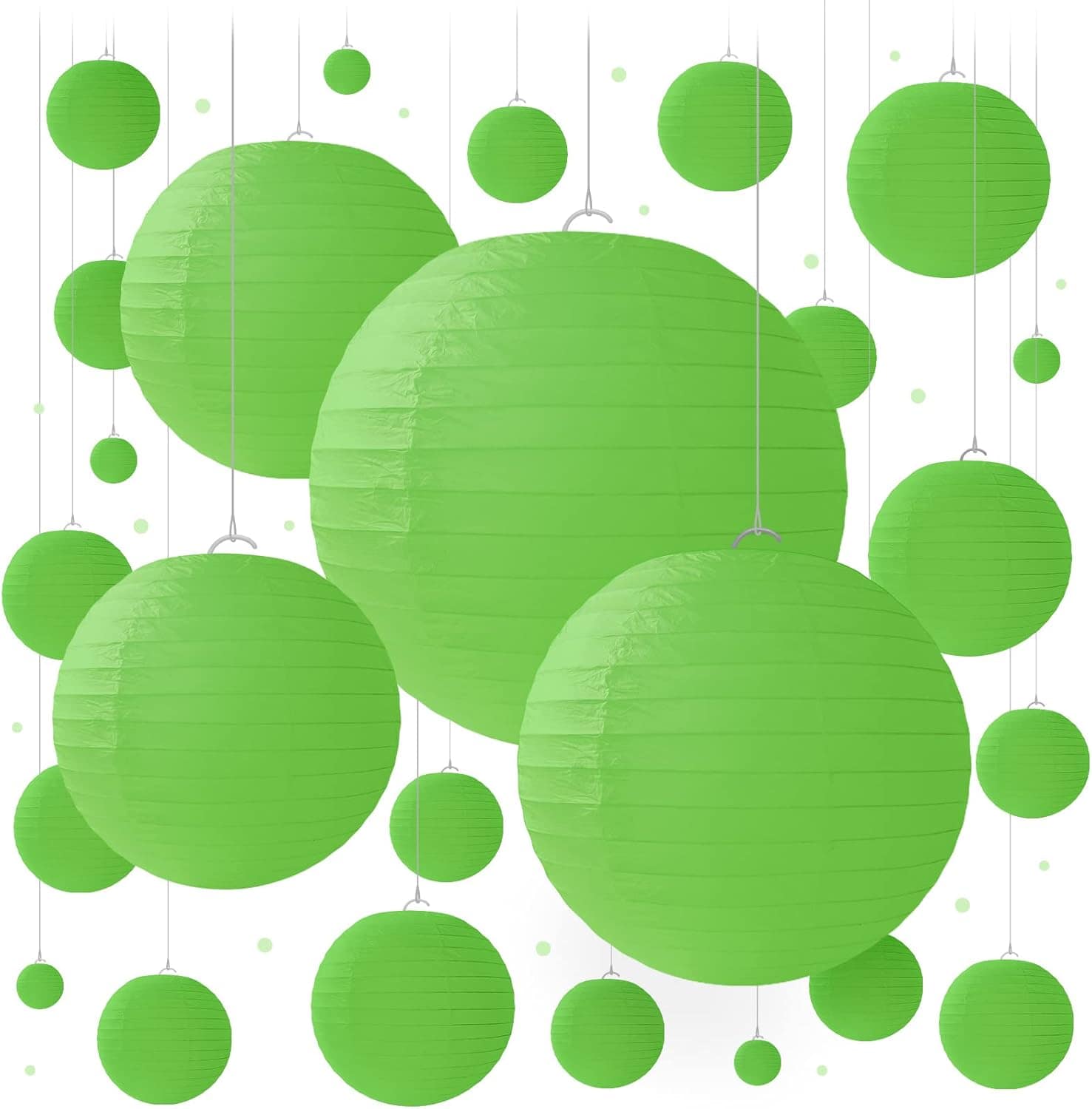 lime green paper lanterns