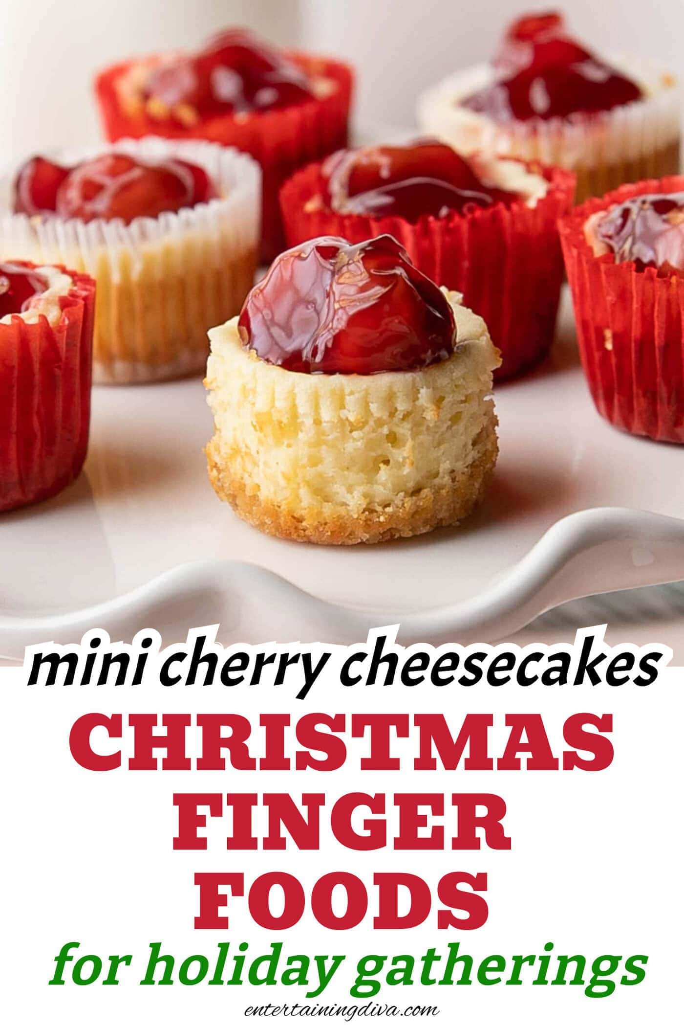mini cherry cheesecakes with a vanilla wafer crust on a tray