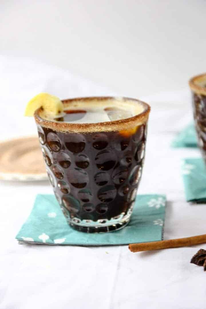 A ginger snap cocktail on a napkin