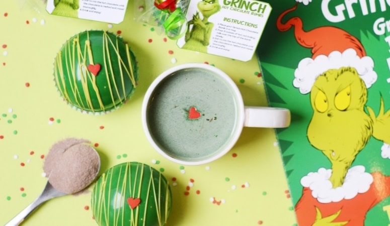 dark green grinch hot chocolate bombs