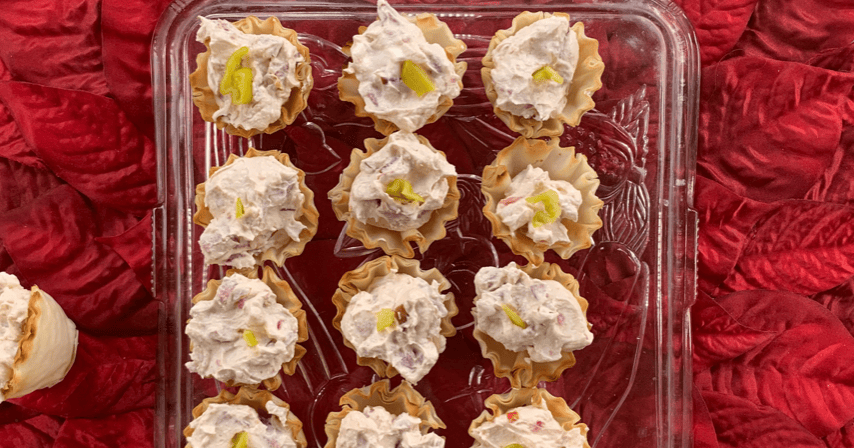 cream cheese and salsa in pastry cups