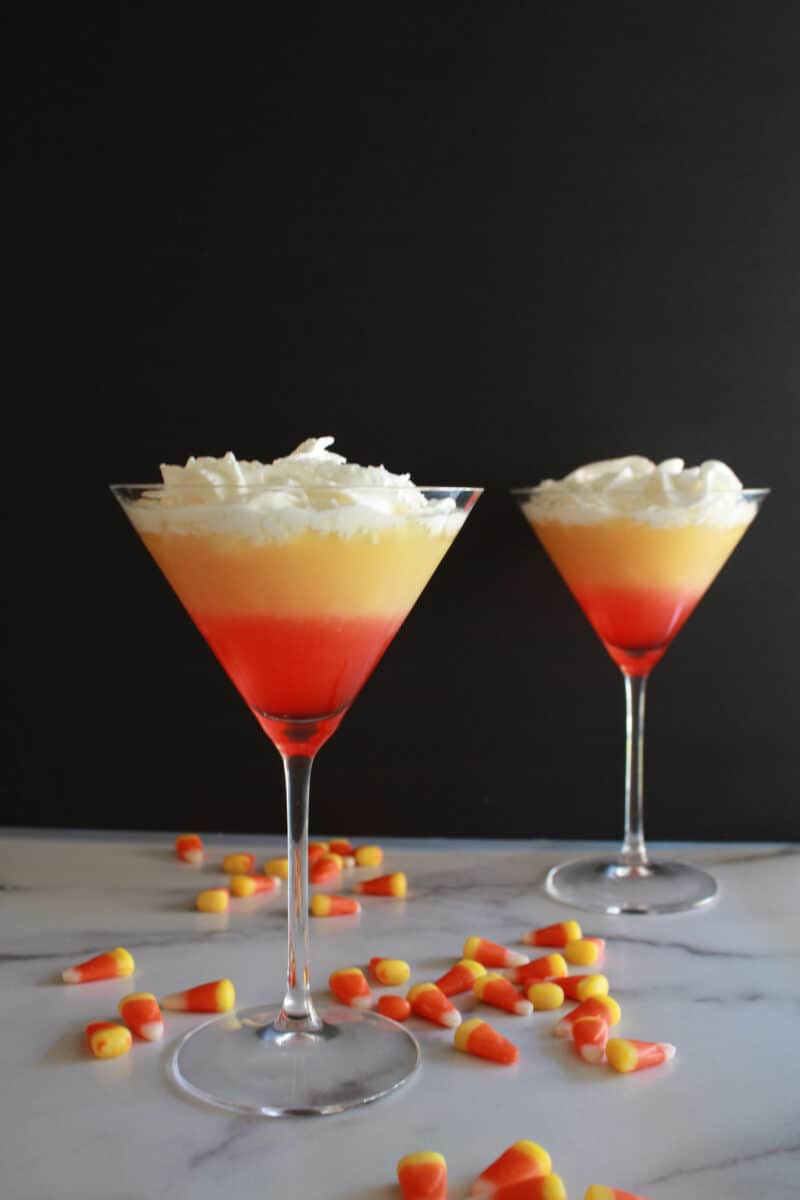 layered candy corn martinis