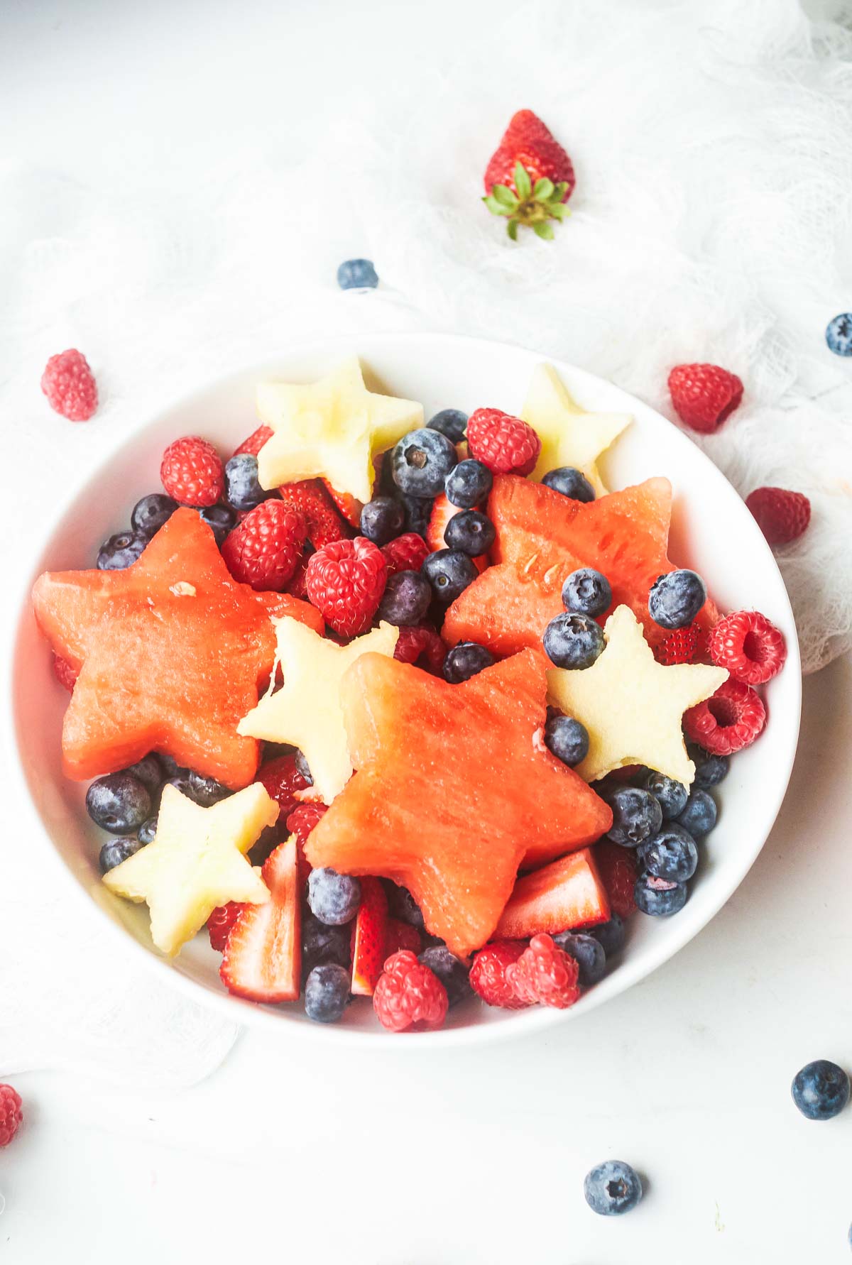 red, white and blue fruit salad