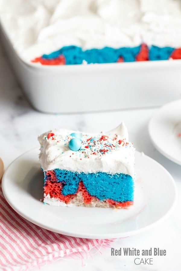 red, white and blue cake