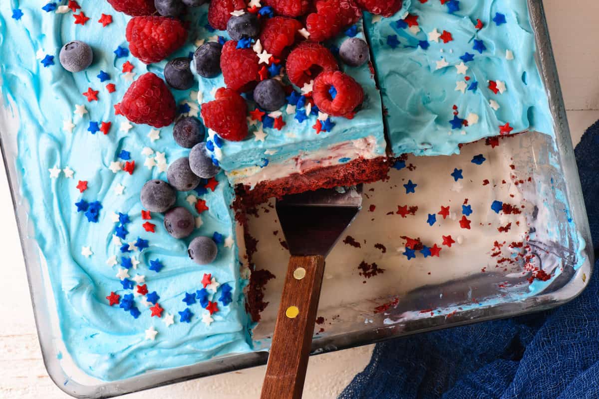 red, white and blue ice cream cake