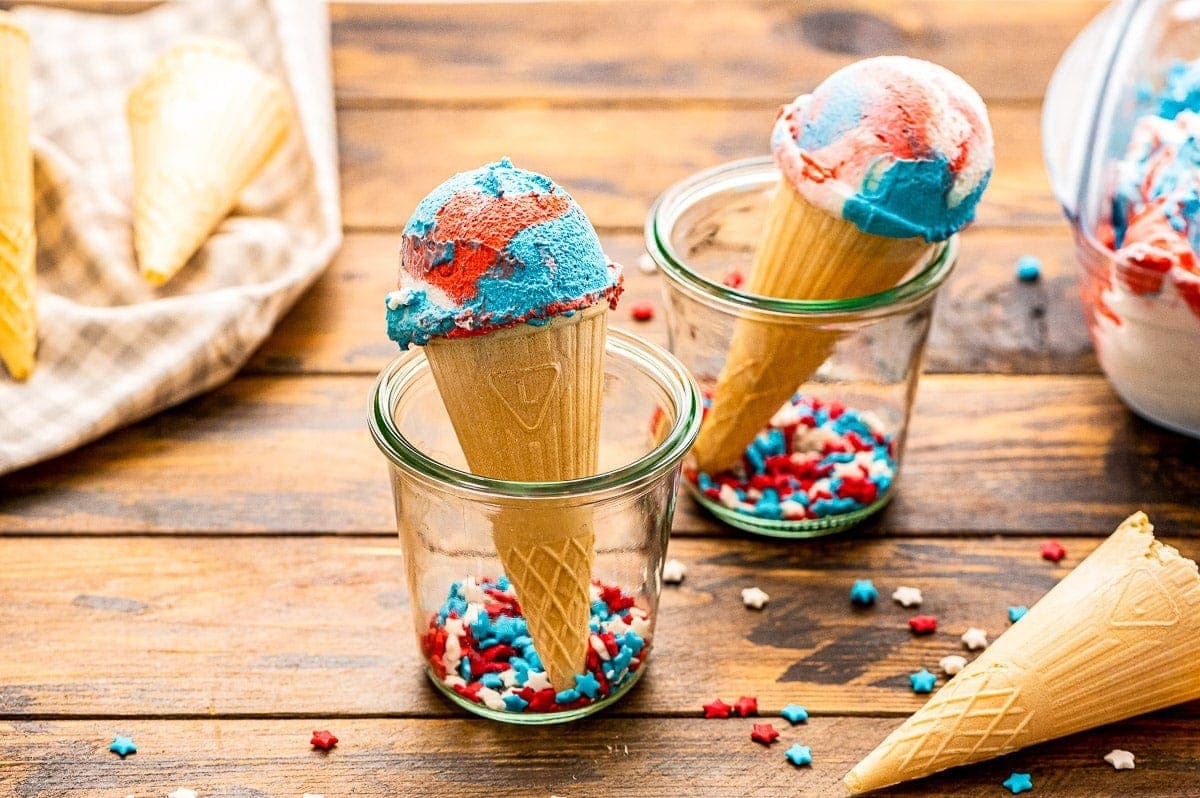 red, white and blue no churn ice cream