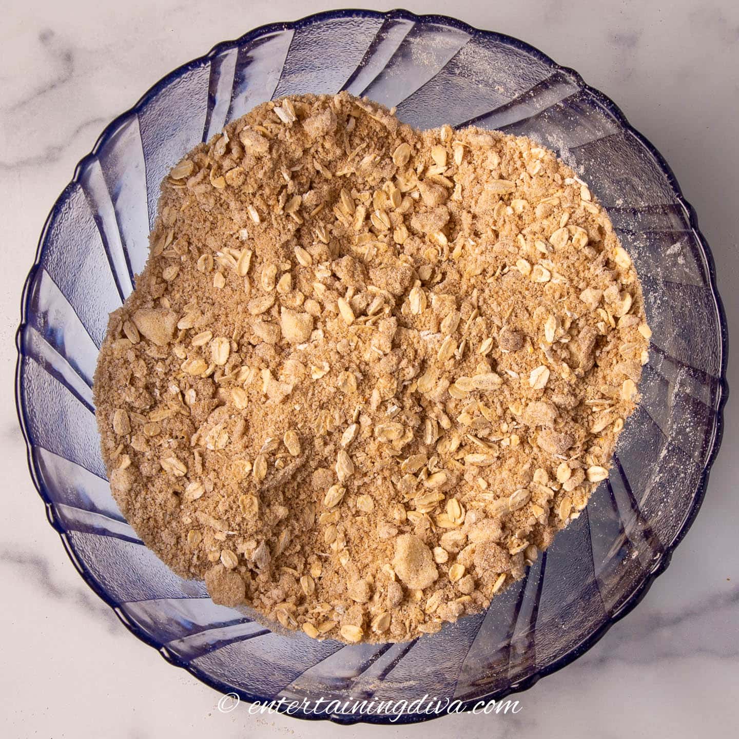 rolled oats, brown sugar and butter topping in a bowl