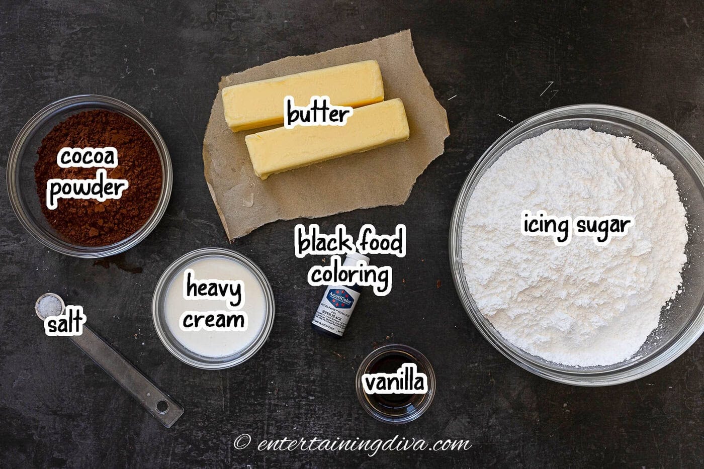 black chocolate buttercream frosting ingredients