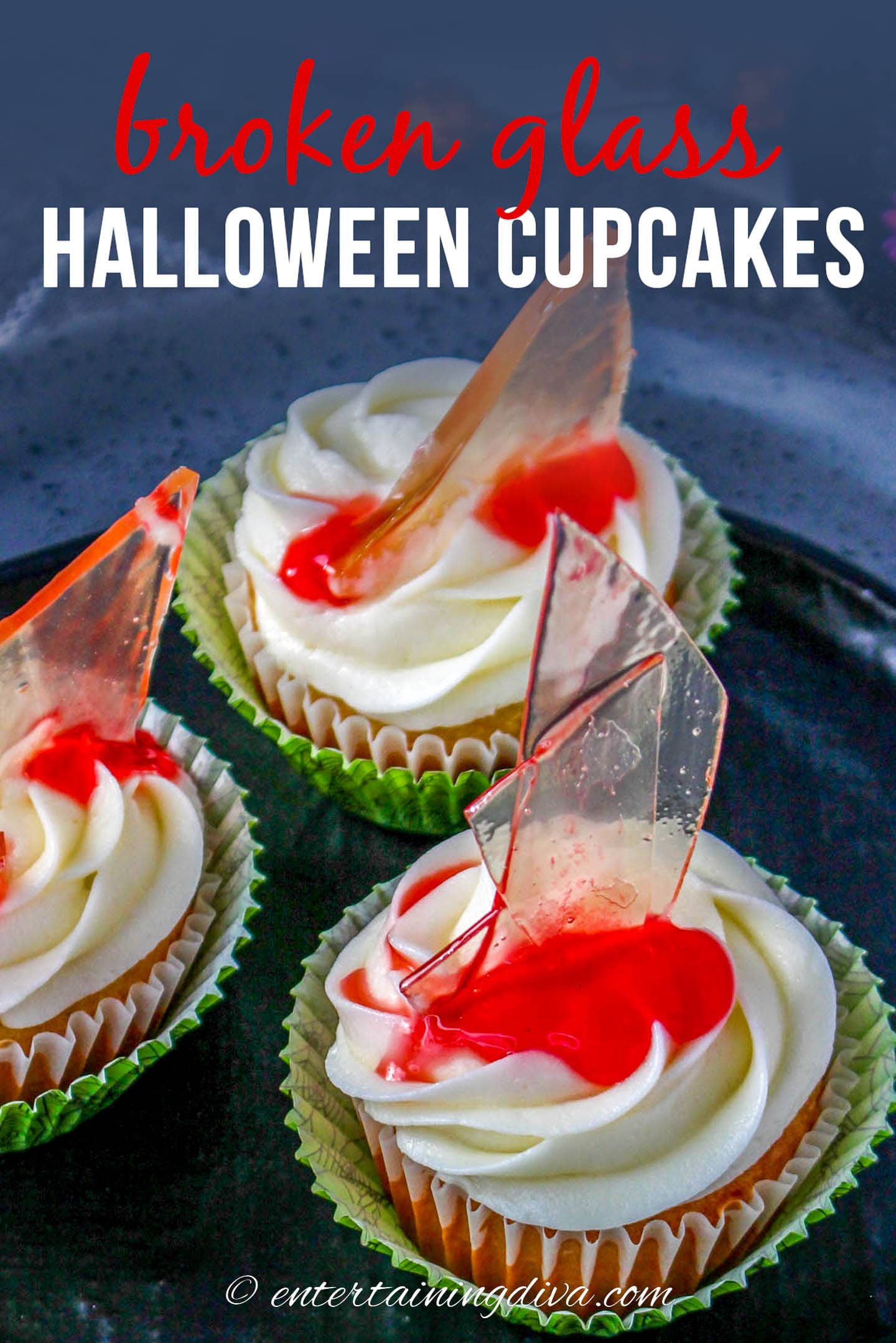 broken glass Halloween cupcakes
