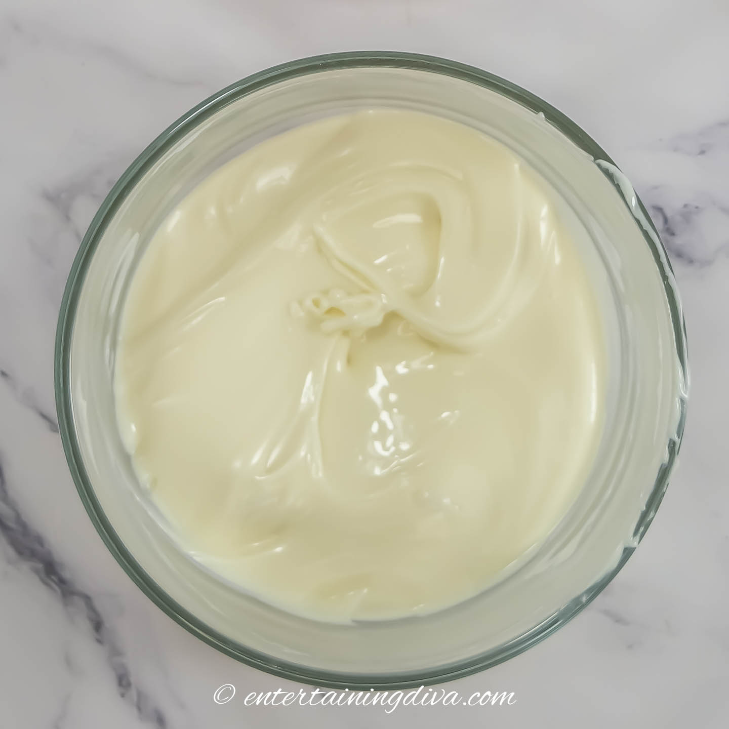 melted white chocolate in a bowl