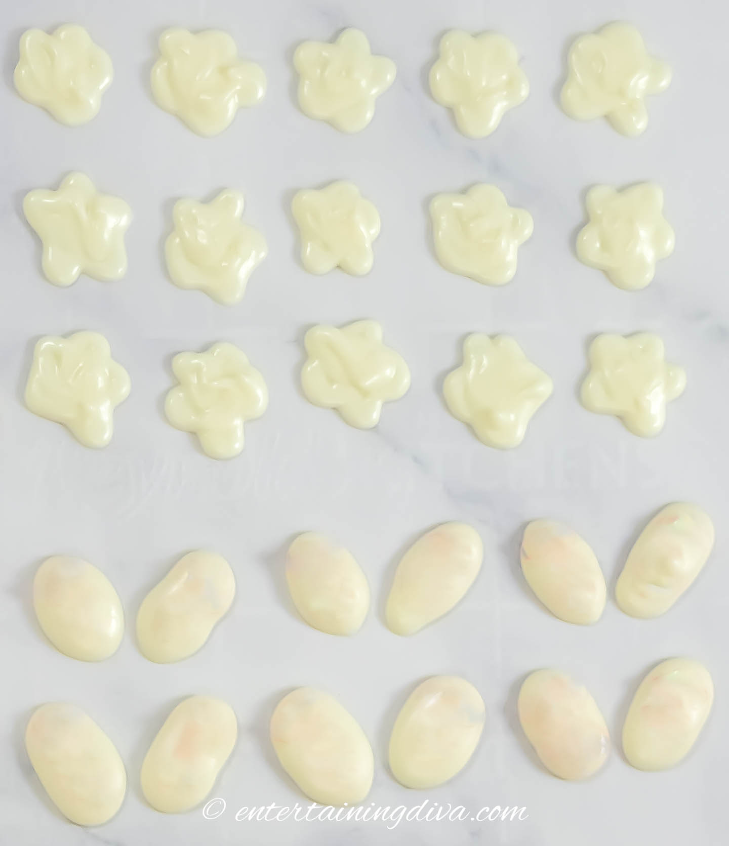 white chocolate bunny tails and feet