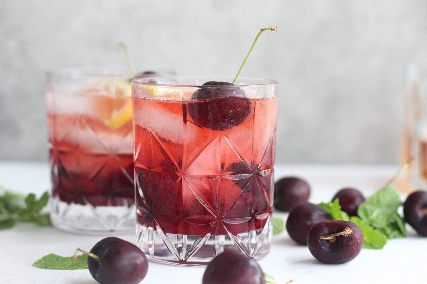 cherry smash old fashioned cocktail