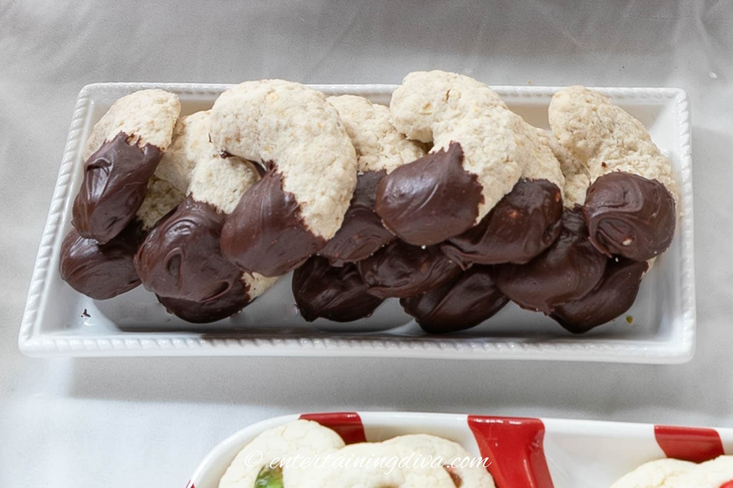chocolate dipped oatmeal crescent cookies