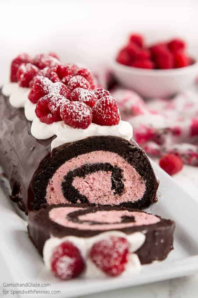 raspberry chocolate swiss roll