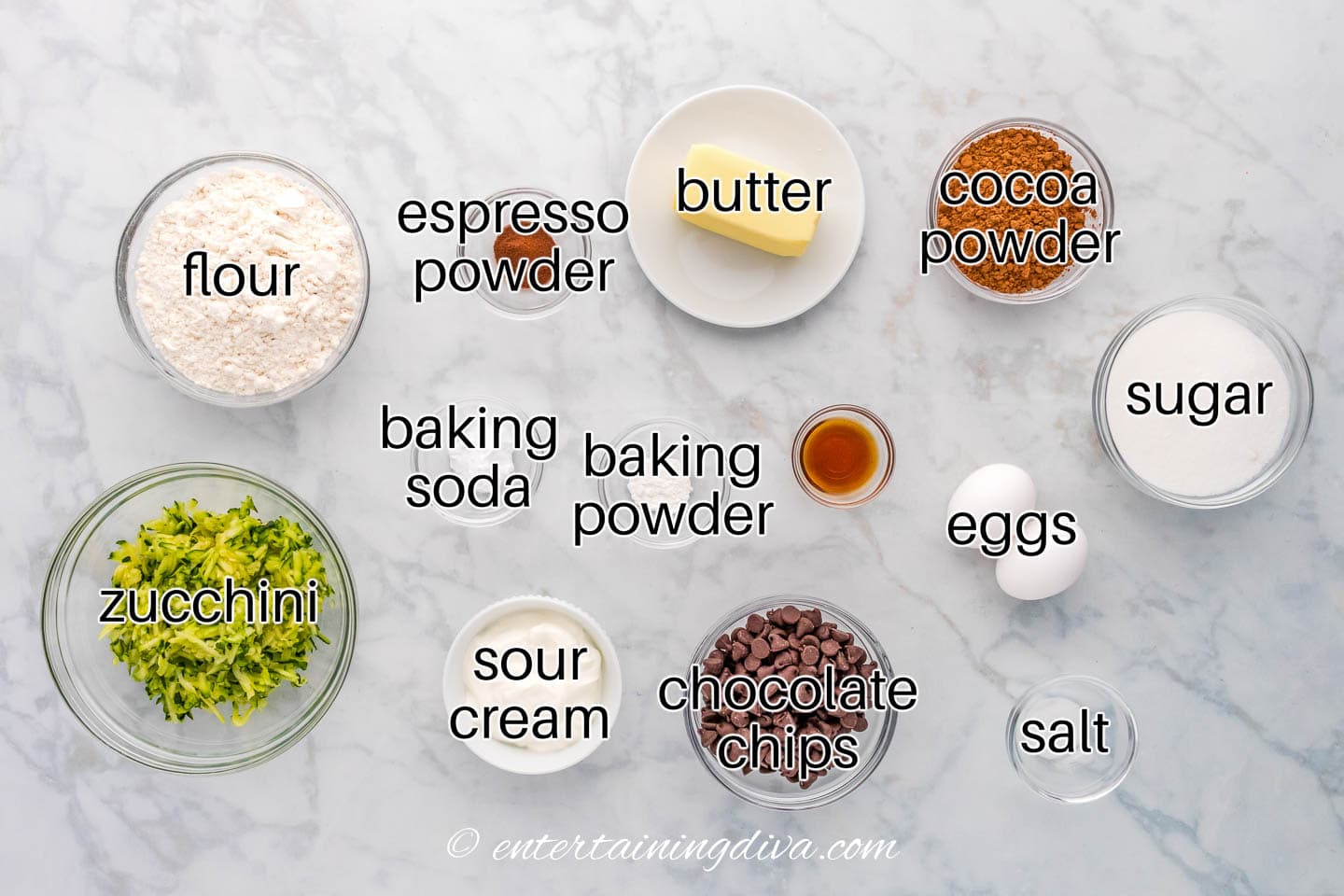chocolate zucchini bread ingredients