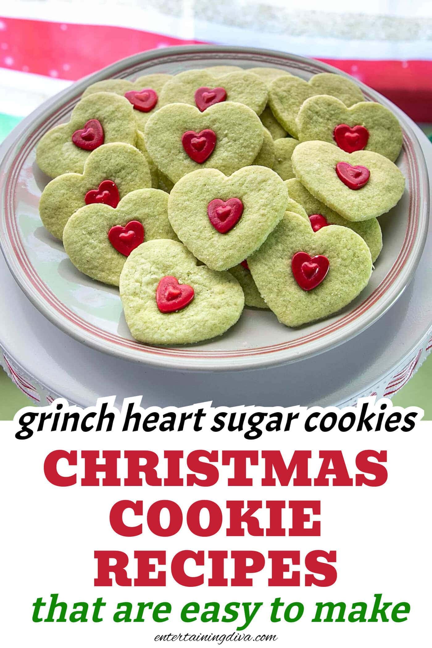 Grinch heart sugar cookies